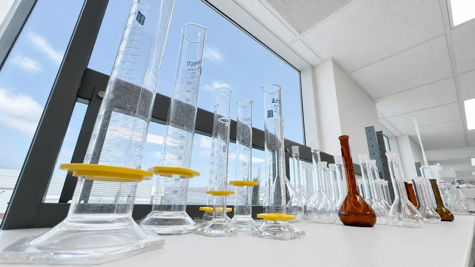 Volumetric glassware prepared for analysis
